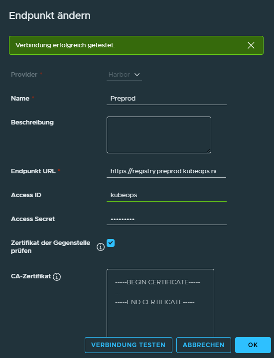 Harbor Registry Endpoint 
